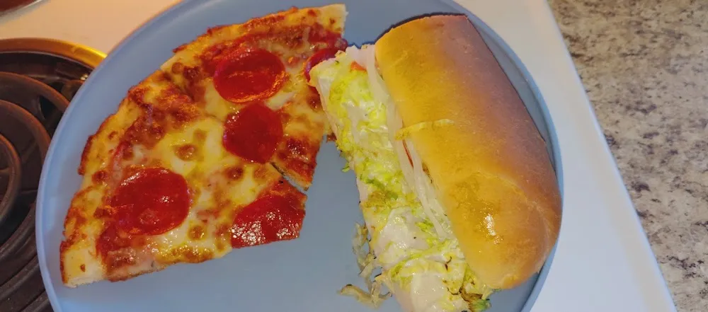 Pepperoni Pizza and a Turkey Grinder